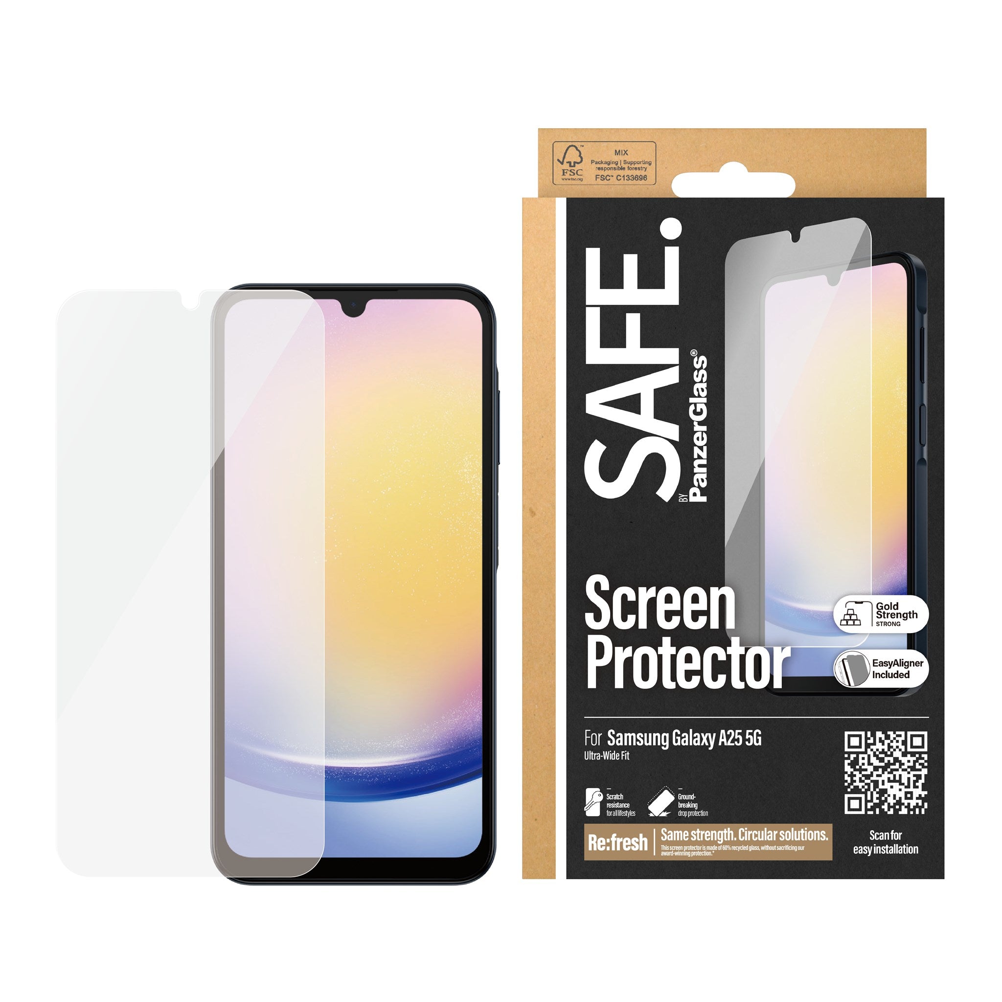 SAFE. by PanzerGlass® Displayschutz Samsung Galaxy A25 5G | Ultra-Wide Fit m. EasyAligner